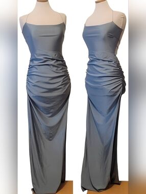 Windsor | Dresses | Windsor Sasha Formal High Slit Wrap Navy Dress |  Poshmark